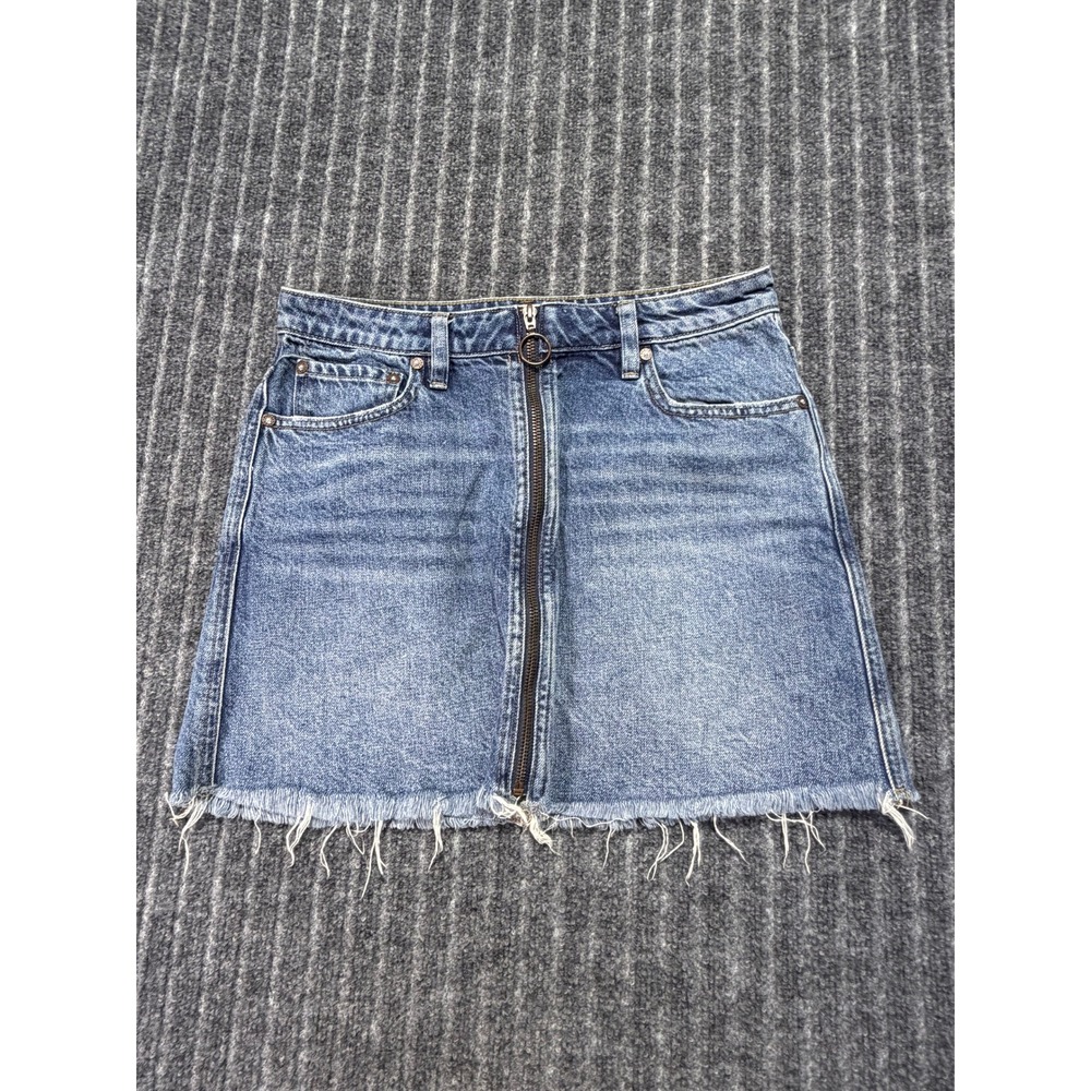 We The Free Zip it Up Denim Mini Skirt 27 Boho Indie Festival Grunge Casual